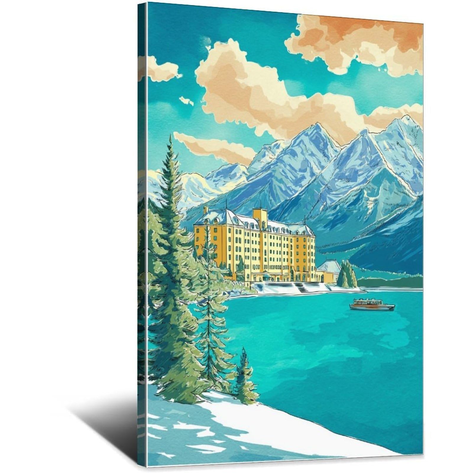 St Moritz Ski Poster 20x30inch(50x75cm) Vintage Watercolor Canvas Art