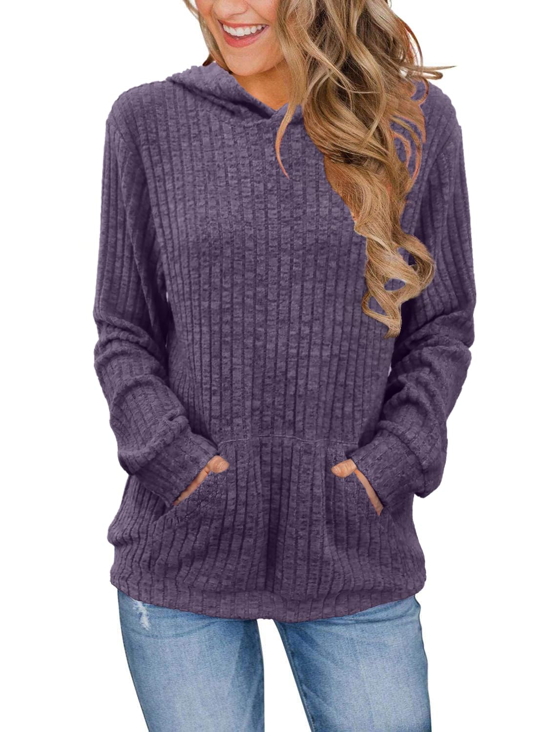 Bosmeer Womens Long Sleeve Shirts Kangaroo Pocket Fashion Hoodies Pullover