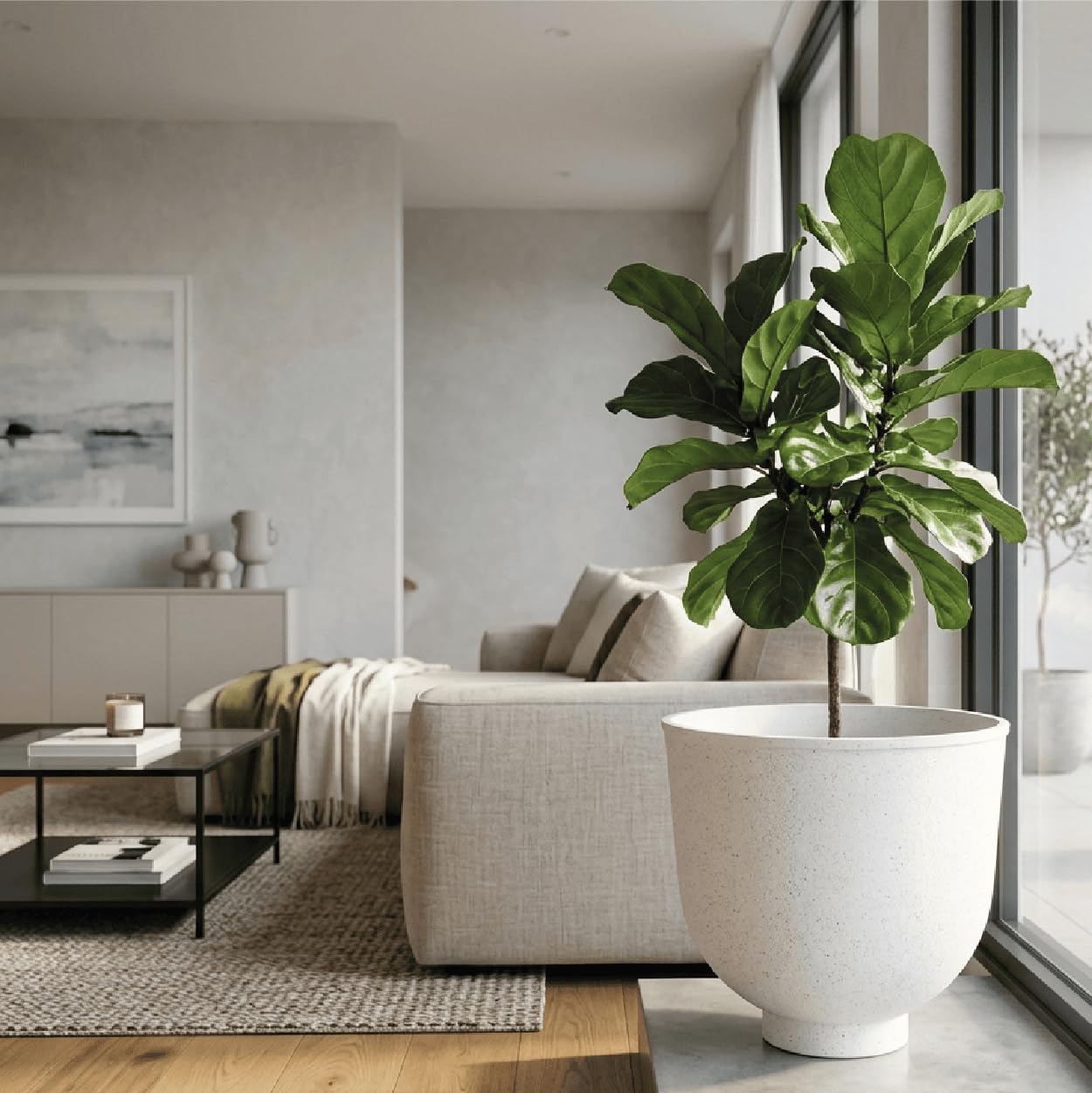 Blumentopf Orb - 42x39 - Beige (Retro) - Blumentopf für den Innen- und Außeneinsatz - Übertopf - Pflanztopf - Pflanzgefäß