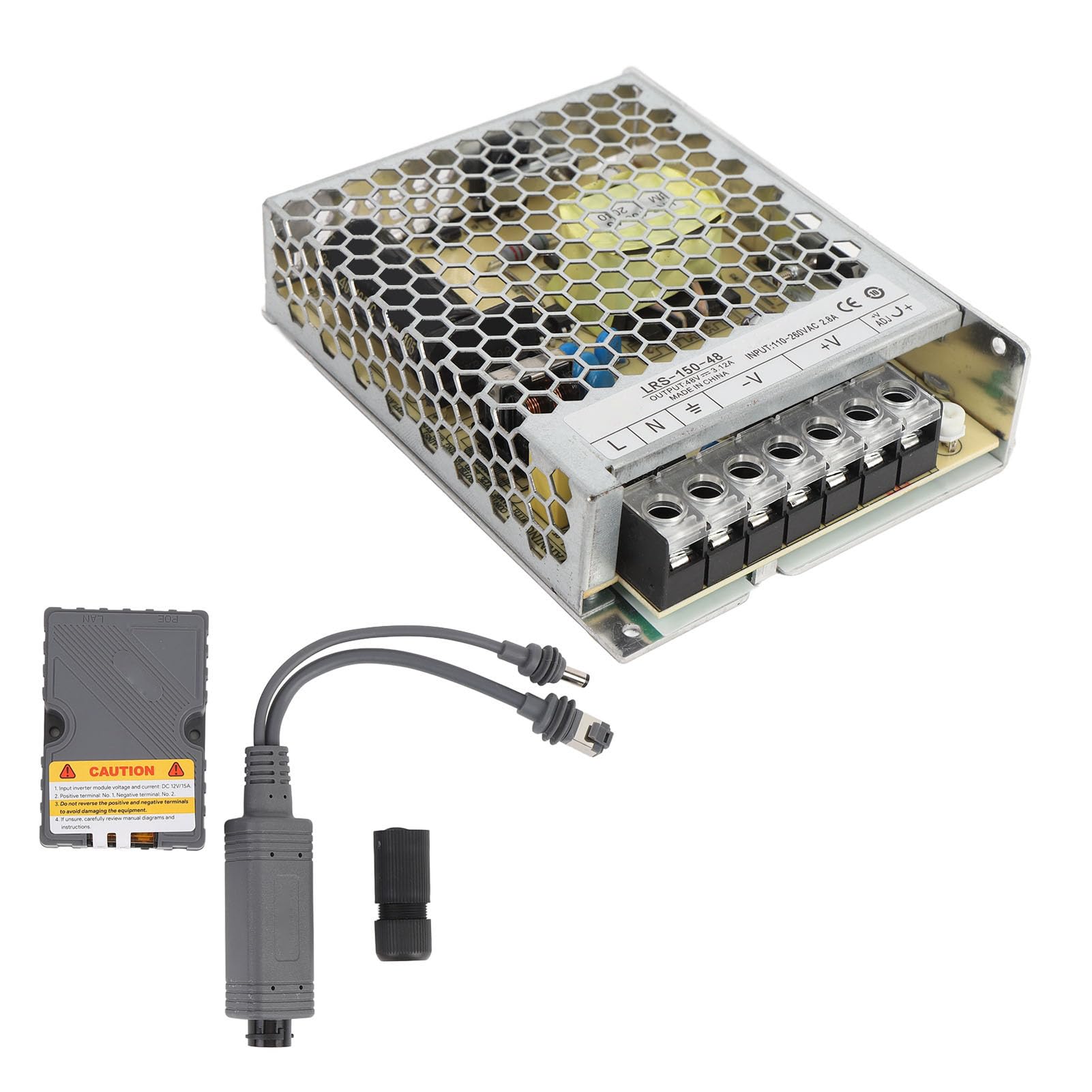 POE Injector Adapter 150W Gigabit Ethernet Power Supply Supports 10/100/1000Mbps DC48-57V 3A Input Short Circuit 100M Data Transfer Distance