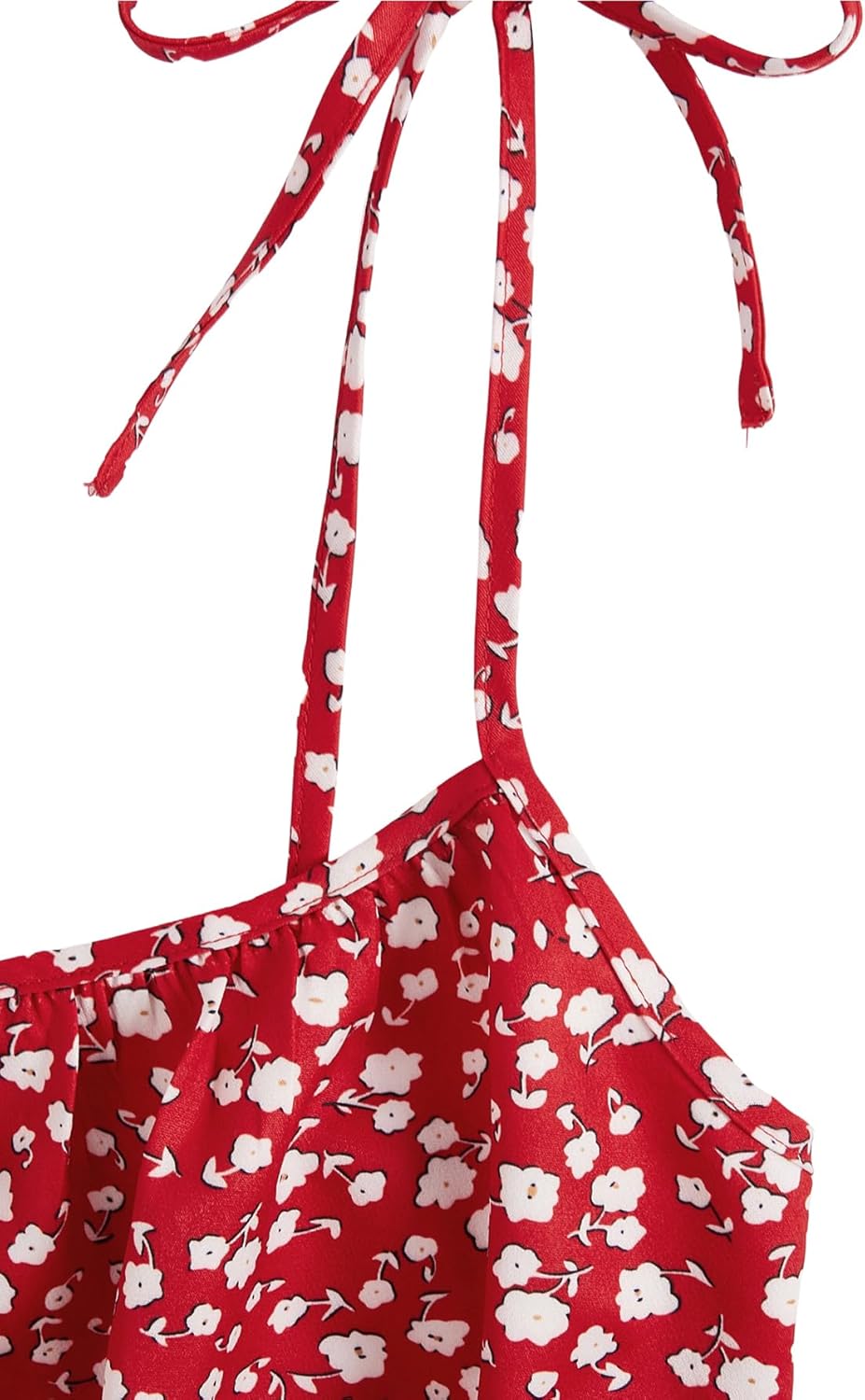 Floerns Women's Summer Floral Cherry Print A Line Short Cami Dress - Image 4