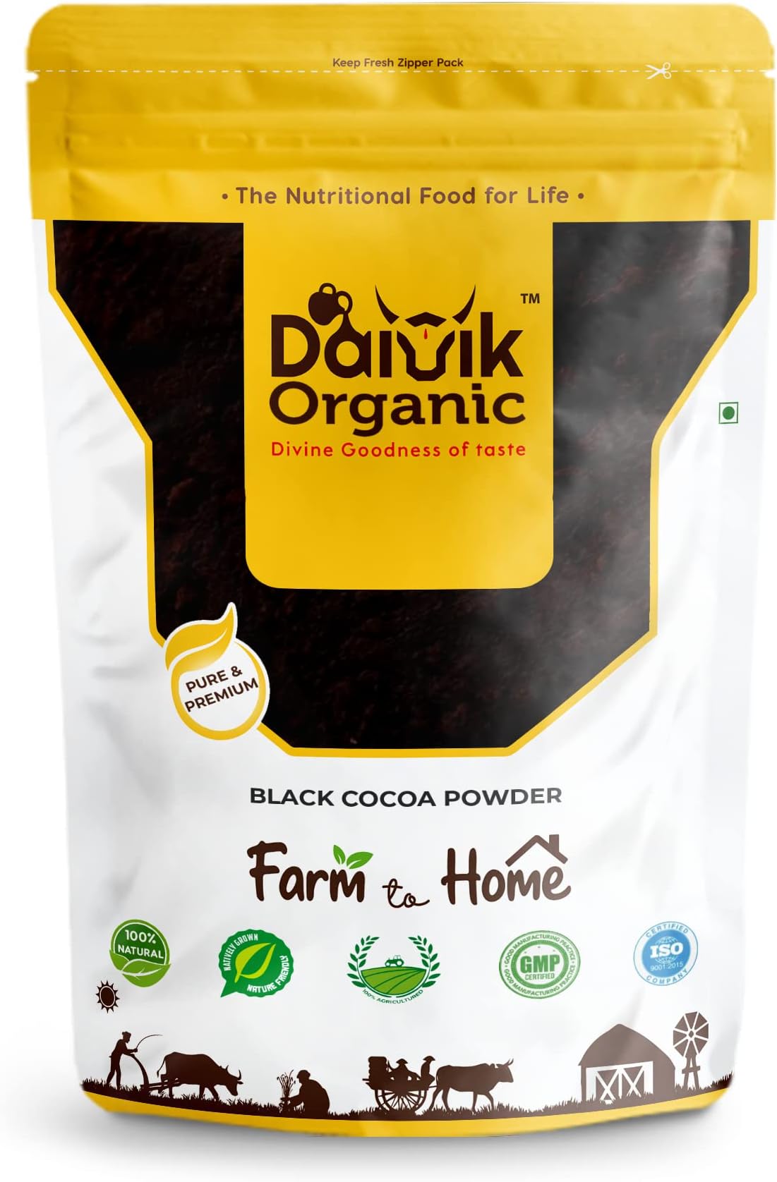 Natural Raw & Unsweetened Black Cocoa Powder - 250g