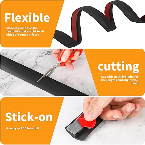 Miniatura 4 de Tira de bordes para alfombras y pisos, umbrales para puertas, tira de transición de suelo autoadhesiva con una altura inferior a 0.197 in (negro, 10