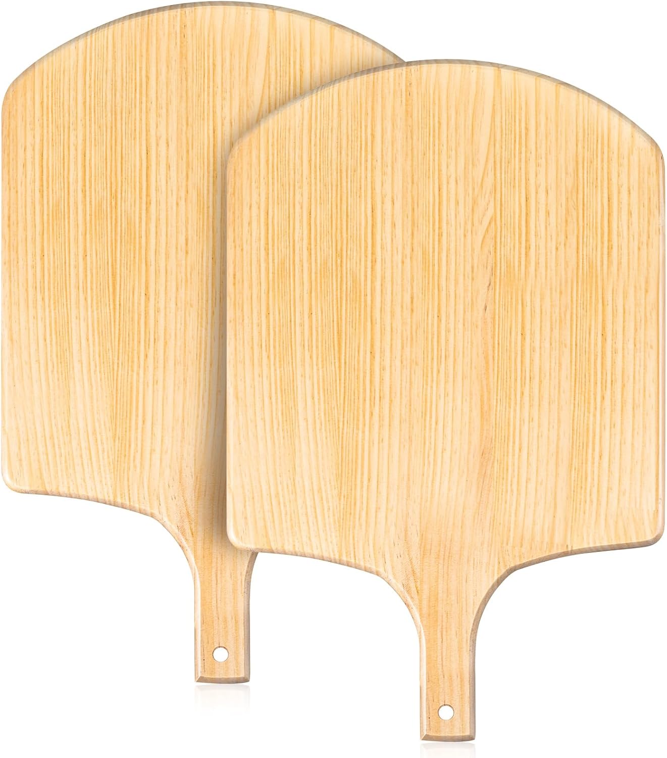 Bokon 2 Pack Wooden Pizza Peel, 16 x 14 Inch Large Pizza Paddle Set with 8 Inch Wooden Handle for Oven, Stone, Pan or Grill, Spatula for Baking Bread and Cake - Indoor & Outdoor