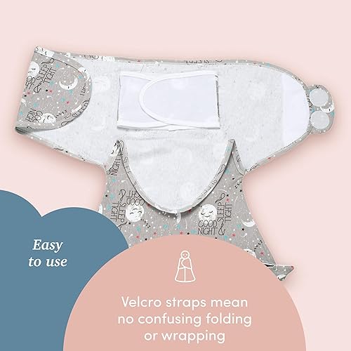 Miniatura 3 de SleepingBaby Zippy Swaddle - Manta para bebé con cómoda cremallera inferior, luna de buenas, tamaño medianogrande