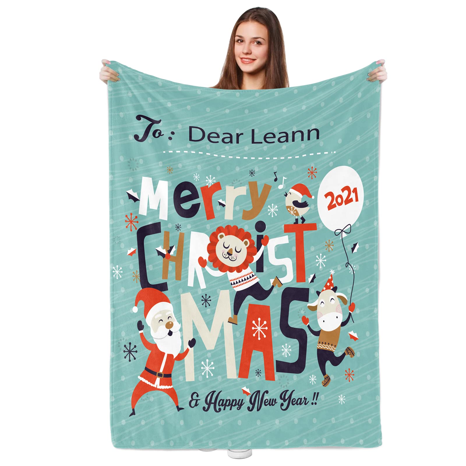 Manta con Estampado de Letras Personalizadas - Manta de Tiro Personalizada Mantas de Franela Suave para Año Nuevo Día de San Valentín Navidad Cumpleaños Camping