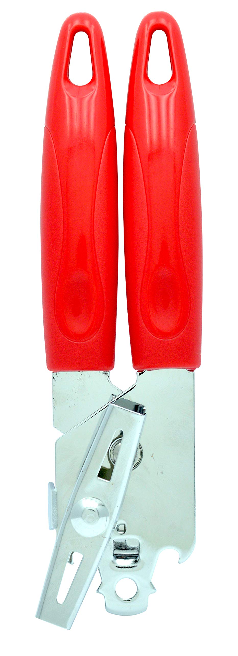Raj Steel Can Opener in Red Handle Can Opener, 19 cm, RRG002, Manual Can Opener, Jar Opener, Tin Lids Caps Opener