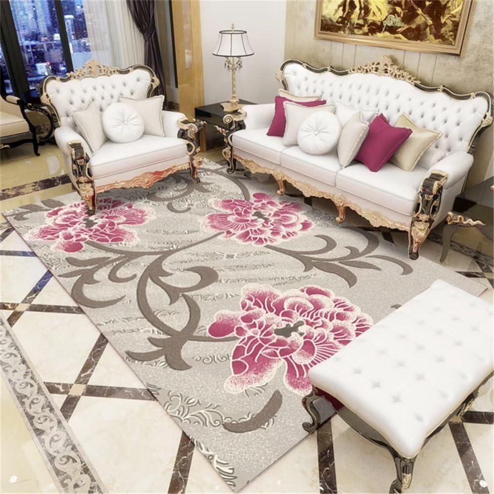 Tapis de salon rouge floral vintage 60x90cm pour réchauffer un sol froid et impersonnel