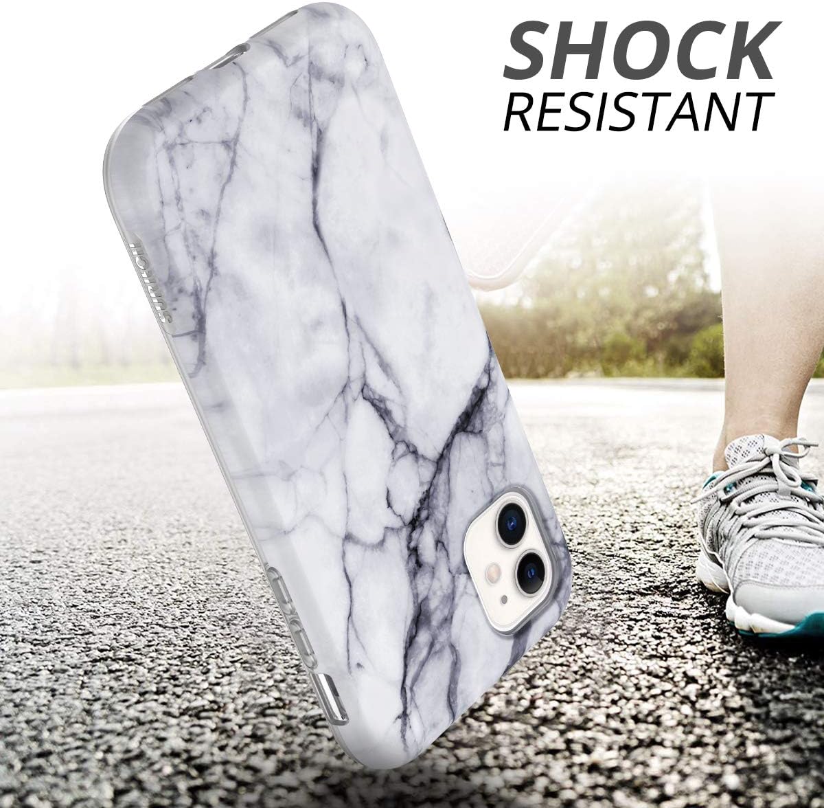 SURITCH Marble iPhone 11 Case, [Built-in Screen Protector] Full-Body Protection Hard PC Bumper Glossy Soft TPU Rubber Gel Shockproof Cover for iPhone 11/XI 6.1 inch 2019 (Black Marble)