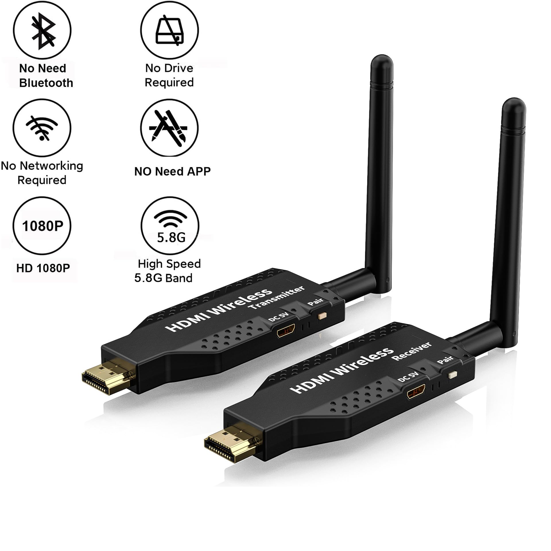 Extension sans Fil Hdmi Plug and Play 50M Émetteur et récepteur HDMI sans Fil 1080P HD 5G WiFi pour Ordinateur Portable vers TV