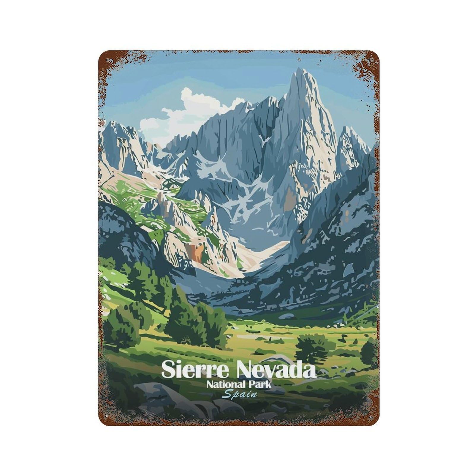 Sierra Nevada National Park Spain Vintage Metal Tin Sign 15.7"x11.8", Retro Wall Decor for Office, Studio And Wall Decor