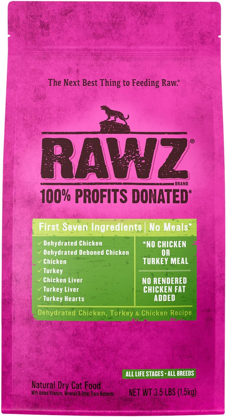 Rawz Dehydrated Chicken, Turkey & Chicken Recipe Natural Meal Free Dry Cat Food (3