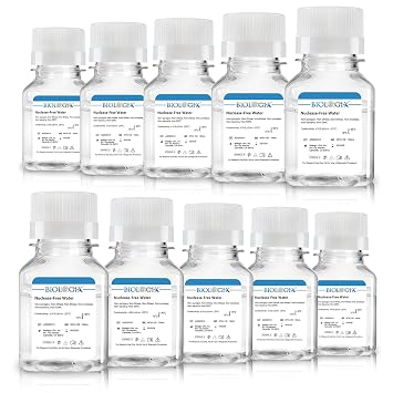 Ultra Pure Water, Nuclease Free Water Molecular Biology Grade, Sterilization, DNase, RNase, Protease, Endotoxins Pyrogen Free, PCR/RT-PCR Certified, 100ml/Bottle, 10 Bottles/Case