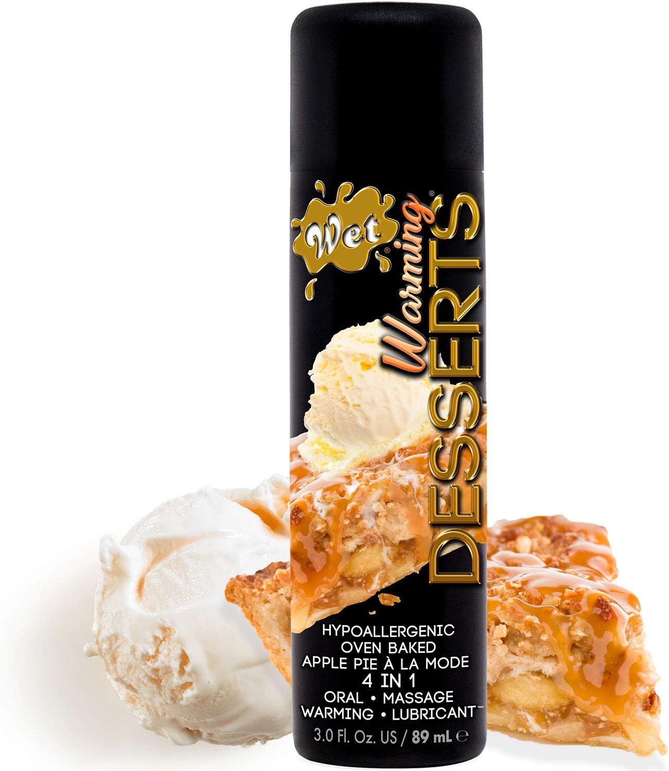 Wet Flavored Edible Lube, Premium Personal Lubricant, 3 Ounce, for Men, Women and Couples, Ideal for Foreplay, Paraben Free, Gluten Free, Stain Free, Sugar Free (Warming Apple Pie, 3 Fl Oz