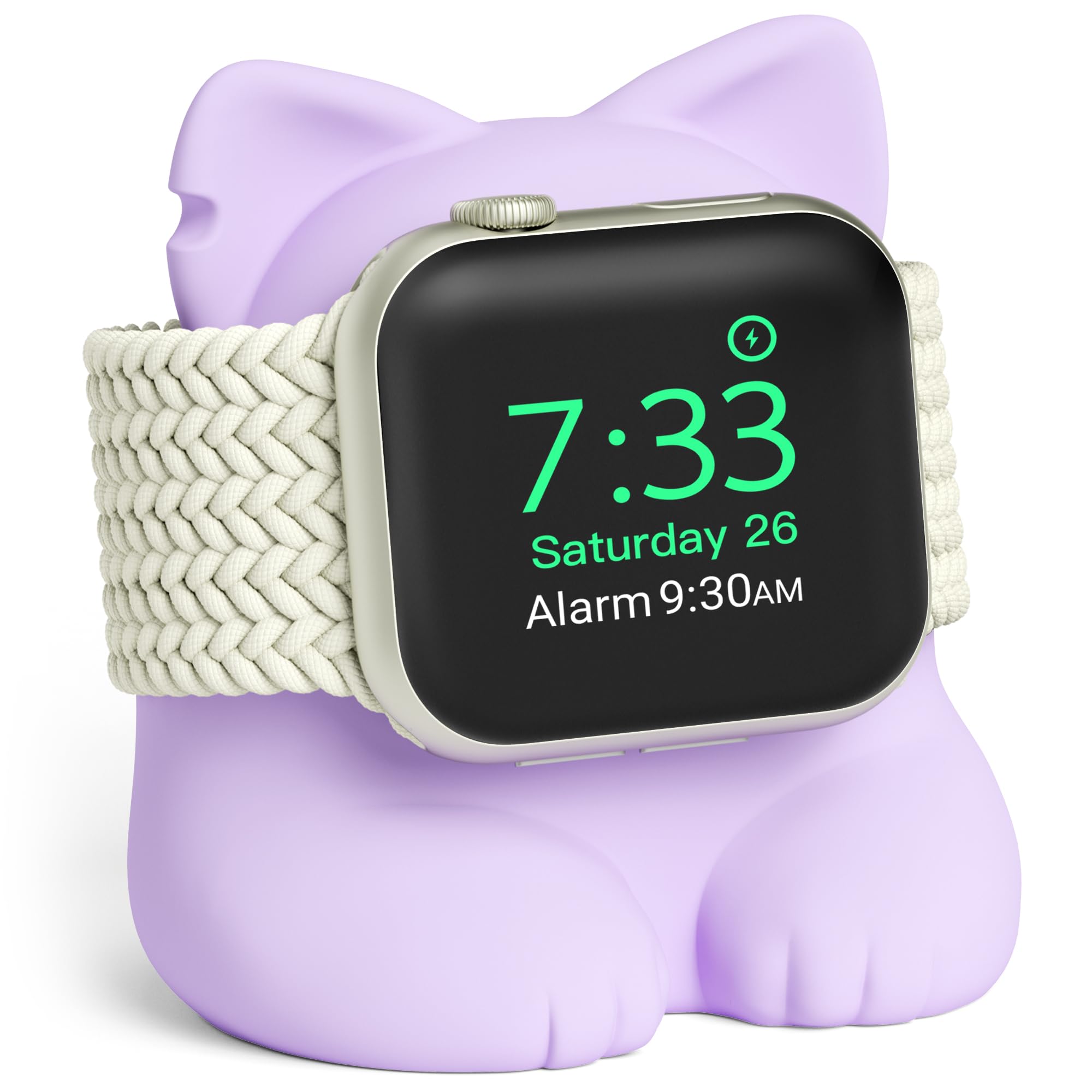 ELETIUO Charger Stand Compatible with Apple Watch Series 49/45/44/42/41/40/38mm iWatch Ultra2/Ultra/9/8/7/6/SE2/SE/5/4/3/2/1,Silicone Charging Dock Organizer Supports Night Stand Mode,Purple