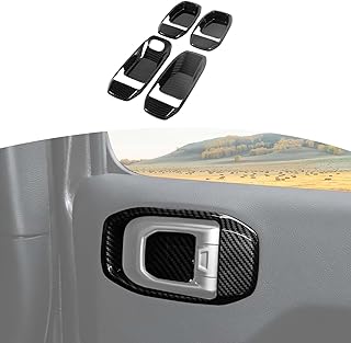 RT-TCZ for Jeep JL Inner Door Handle Bowl Cover Trim for Jeep Wrangler JL JLU Gladiator JT 2018-2024 Carbon Fiber Interior Accessories 4pcs