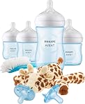 Ensemble cadeau Philips Avent Natural Response - 3x biberons roses de 4 oz avec tétines à débit lent (débit 2), 1x biberon rose de 9 oz avec tétines à débit moyen (débit 3), 2x sucettes Soothie 0-3m, SCD838/03