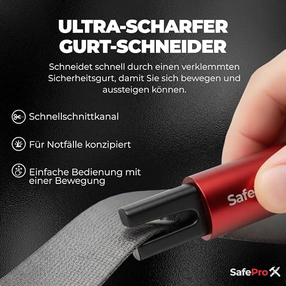 Emergency Hammer for Car, Life-Saving Window Breaker & Belt Cutter, Compact Rescue Tool for Quick Accident Aid & Safety on the Go. (Pack of 4)
