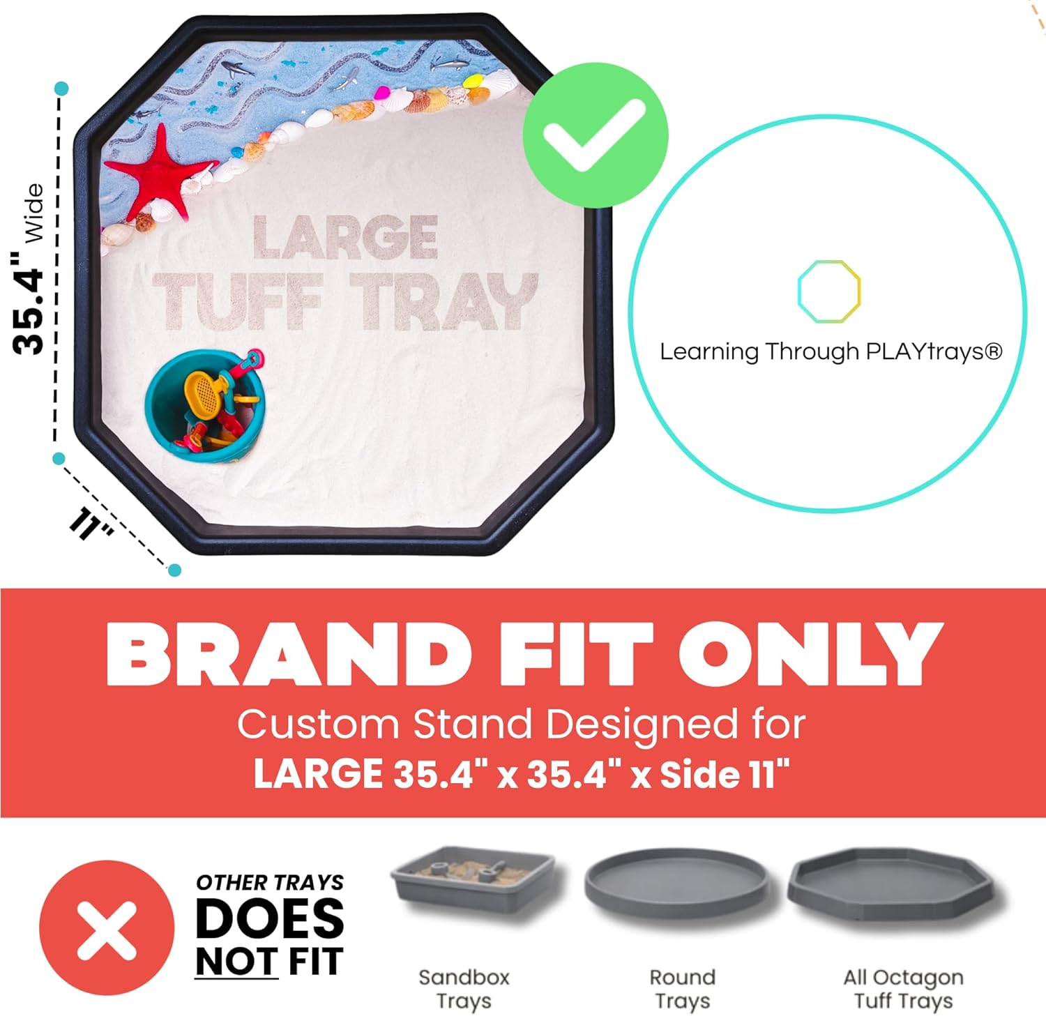 Learning Through PLAYtrays® Large Stand (Not Universal - BRAND-SPECIFIC FIT ONLY) Adjustable Height Sensory Play Table for 35.4" Tray