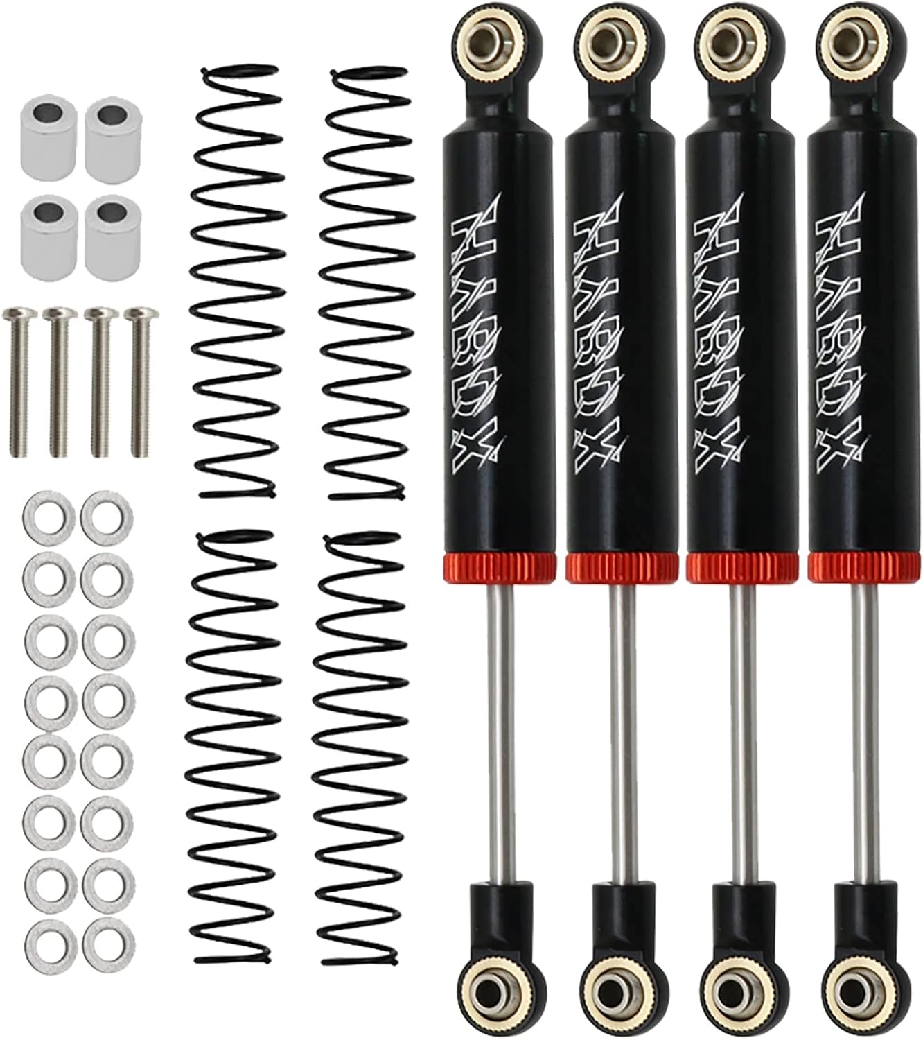 4pcs RC Shocks Absorber,RC Shock Absorber Set,RC Car Built-in Spring 70/80/90/100/110mm Shock Absorber Damper for 1/10 RC Crawler Axial SCX10 ii RBX10 Wraith TRX-4 MST Redcat (Black, 100mm 4pcs)