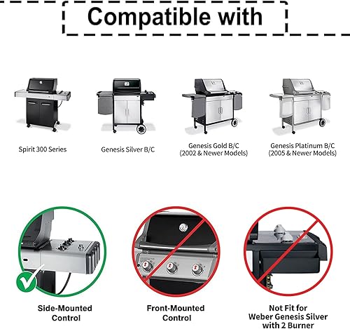 Miniatura 4 de X Home Barras aromatizantes más pesadas de 22.5 pulgadas de repuesto con control de montaje lateral, para Weber Genesis SilverGold B & C, Spirit