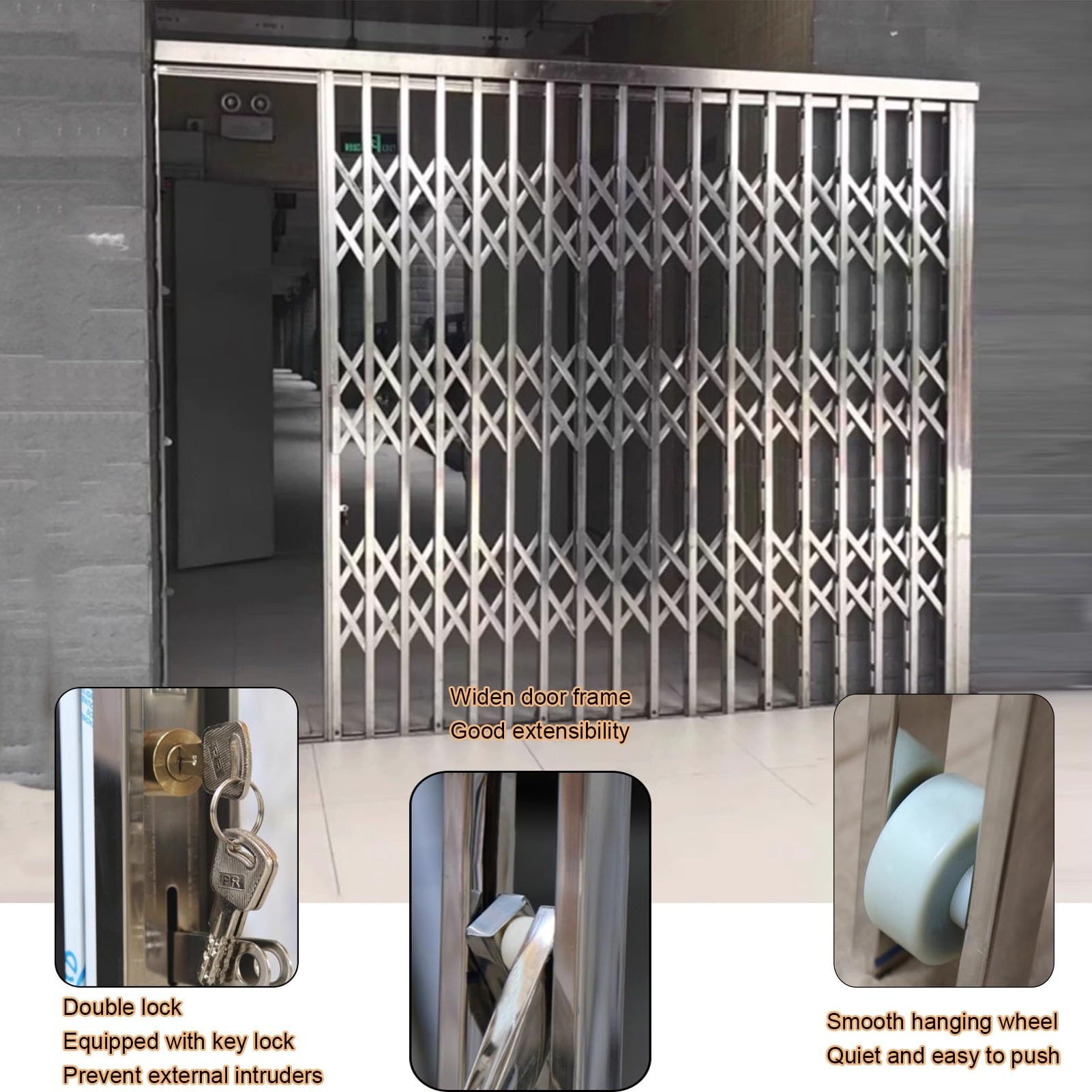 Garde-corps de fenêtre antivol rétractable avec serrure à clé, cadre en acier inoxydable, panneau coulissant invisible pour la sécurité, filet pliable d'extérieur pour chambre à coucher (70 x 100 cm)