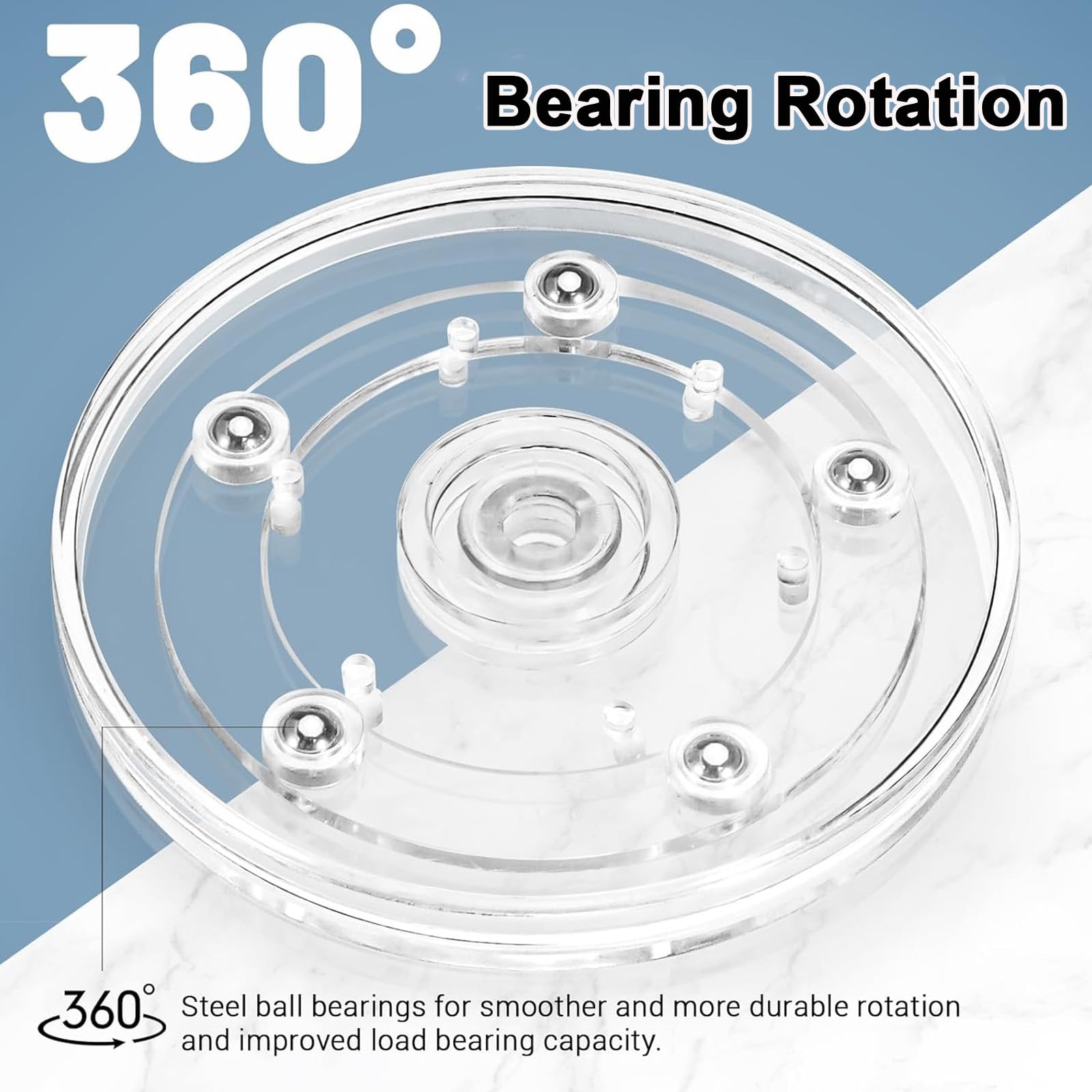 2 Pièces Plateau Tournant, 15cm Plateau Tournant Universel à 360° Supporte, Transparent Plateau Pivotant Rond Plateau Tournant Manuel avec Roulements à Billes en Acier pour TV Ordinateur Artisanat