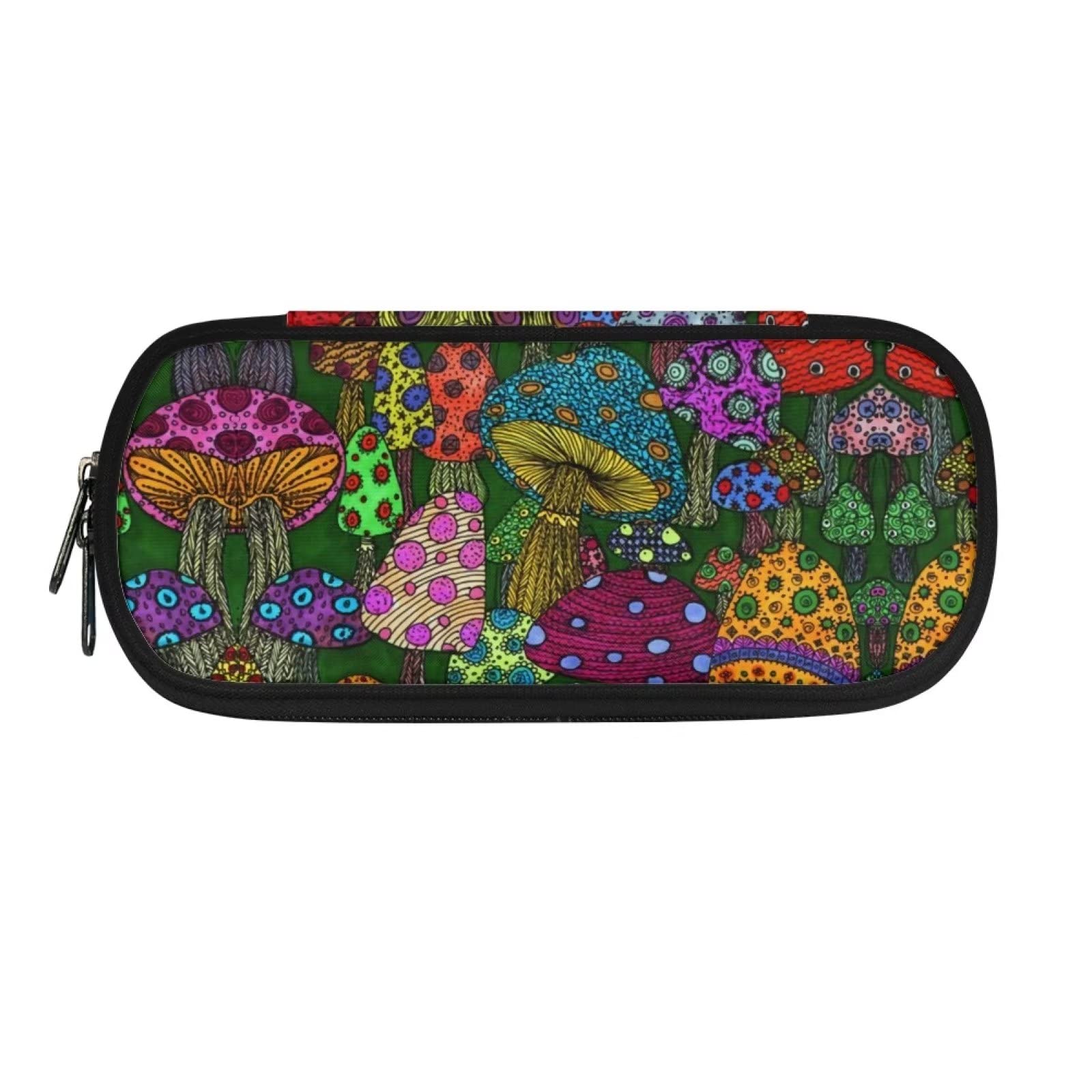 HUGS IDEA Colorful Mushroom Pencil Case for Kid Boys and Girls Big Capacity Pencil Case with Multi Compartments, Durable Zipper Pencil Bag Stationery Organizer Pen Holder
