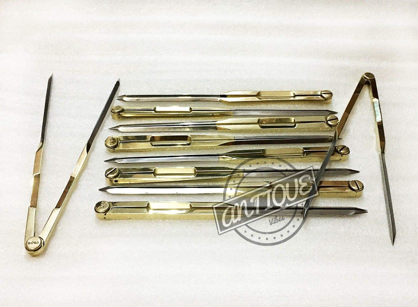 Mahira Nautical Canadian Traditional Single Hand Brass & Steel Navigational Dividers Compass 8