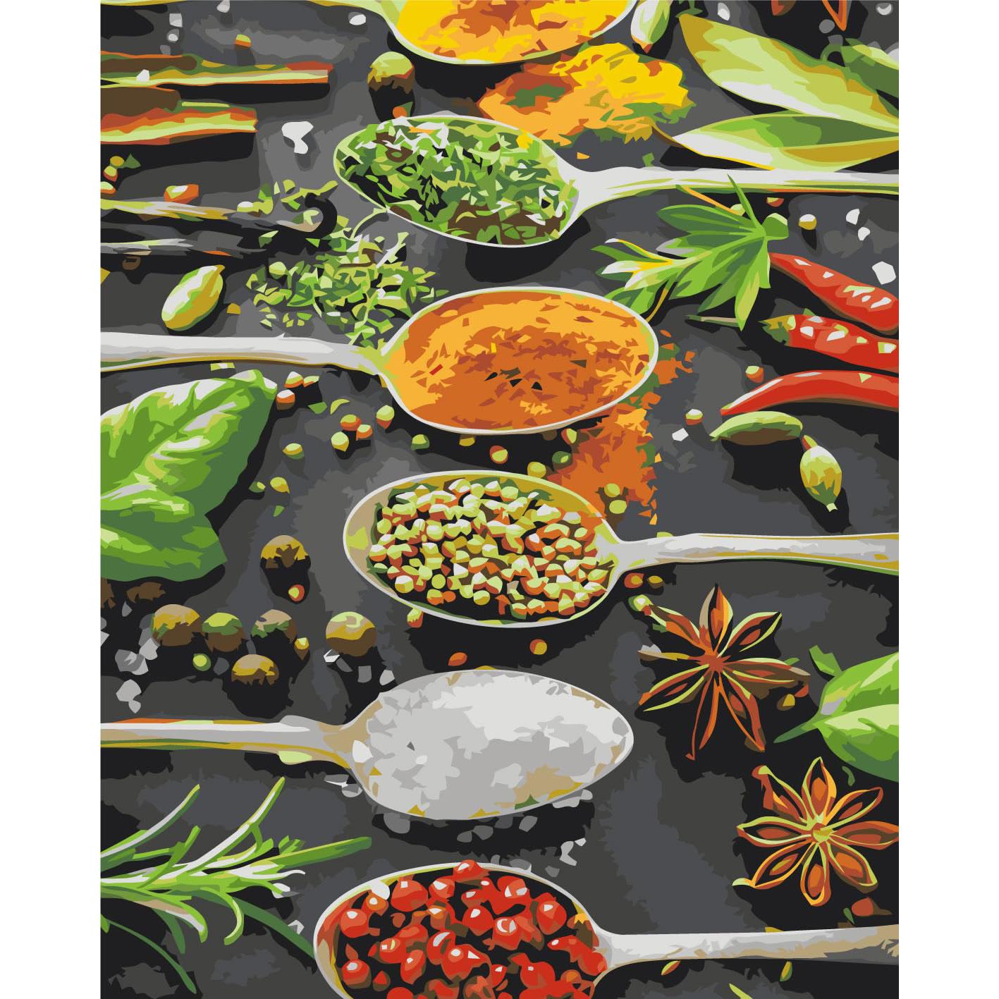 Malen Nach Zahlen Gewürze & Kräuter - 40x50cm DIY Leinwand Mit Holzrahmen