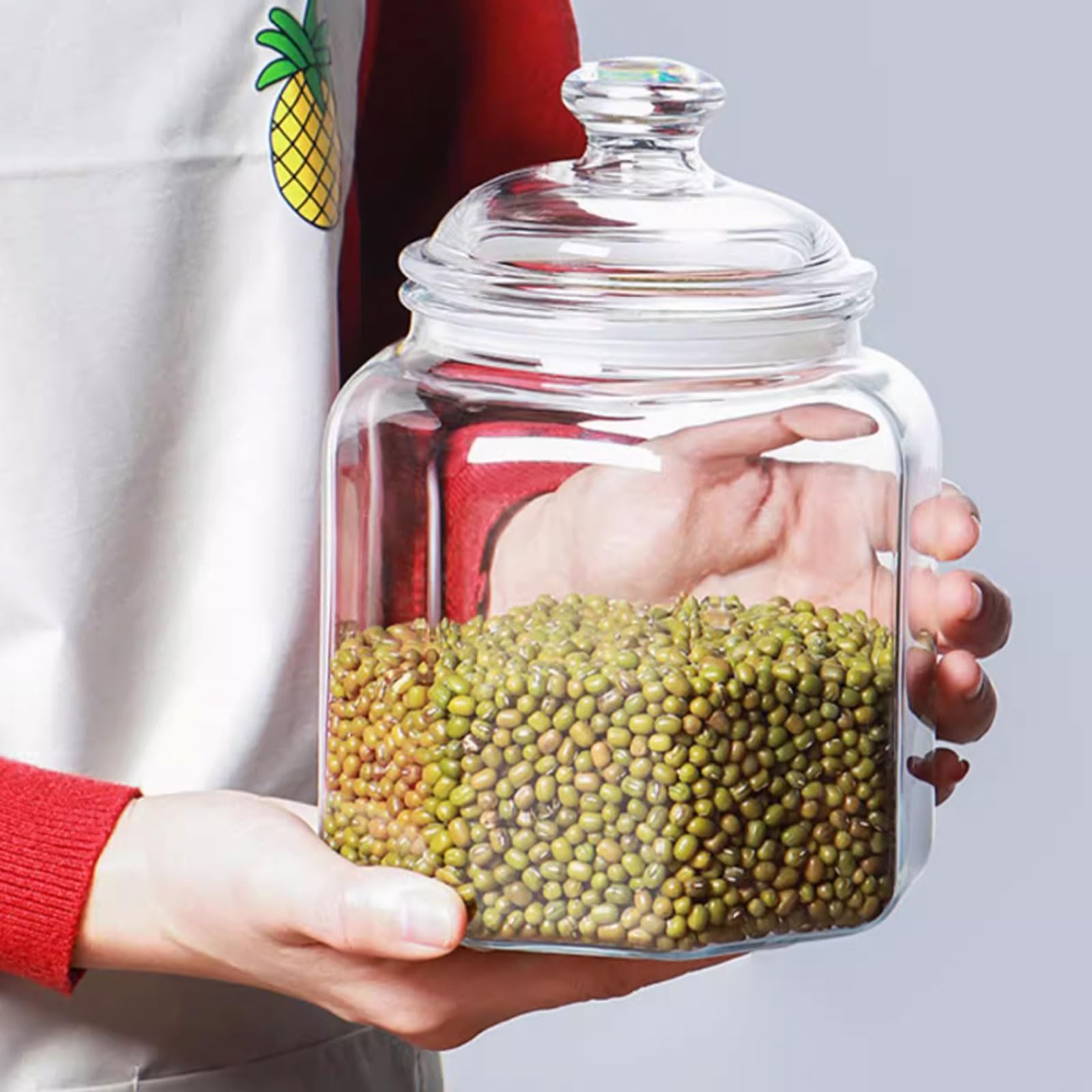 Barattolo di plastica for la conservazione da cucina, barattolo trasparente sigillato con coperchi, barattolo di conservazione sigillato, barattoli quadrati for spezie di grosso calibro(S)
