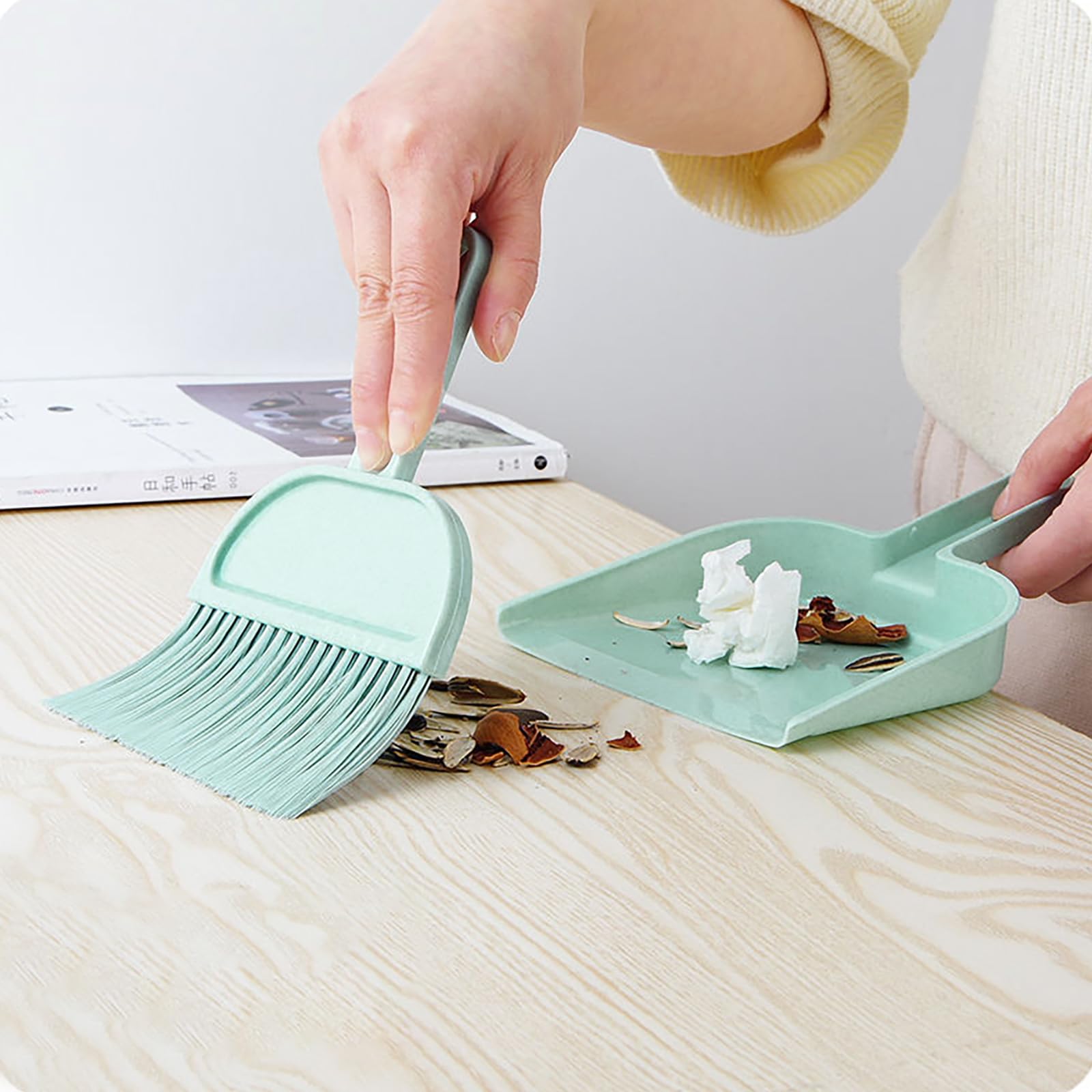 Set Scopa E Paletta Da Tavolo Thgtao - Mini Pulitore Per Casa E Ufficio, Colore Blu - Foto 2