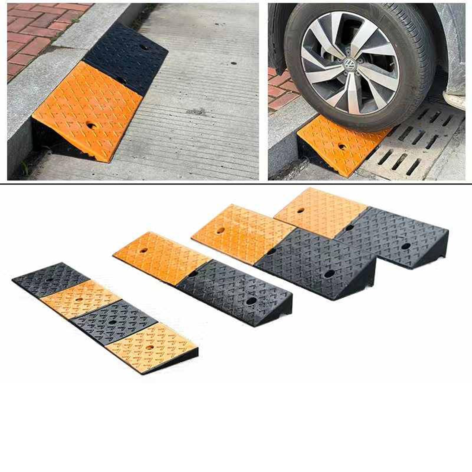 Badenes de Carretera, reductores de Velocidad combinables de Goma Resistente, badenes para Asfalto, hormigón y Grava (100x15x3cm)