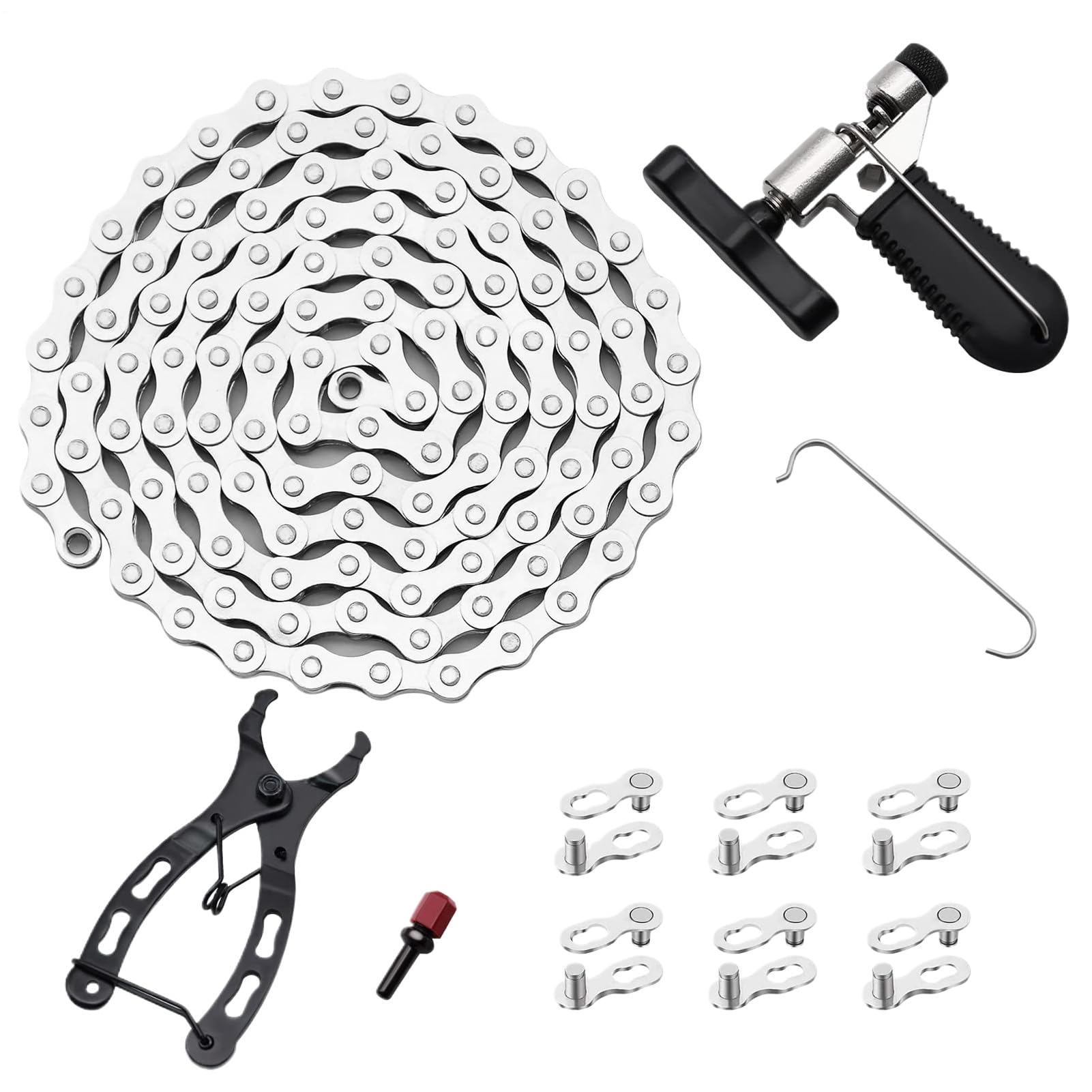 Chaîne de vélo 8 vitesses avec dérive-chaîne et accessoire de montage facile - 8