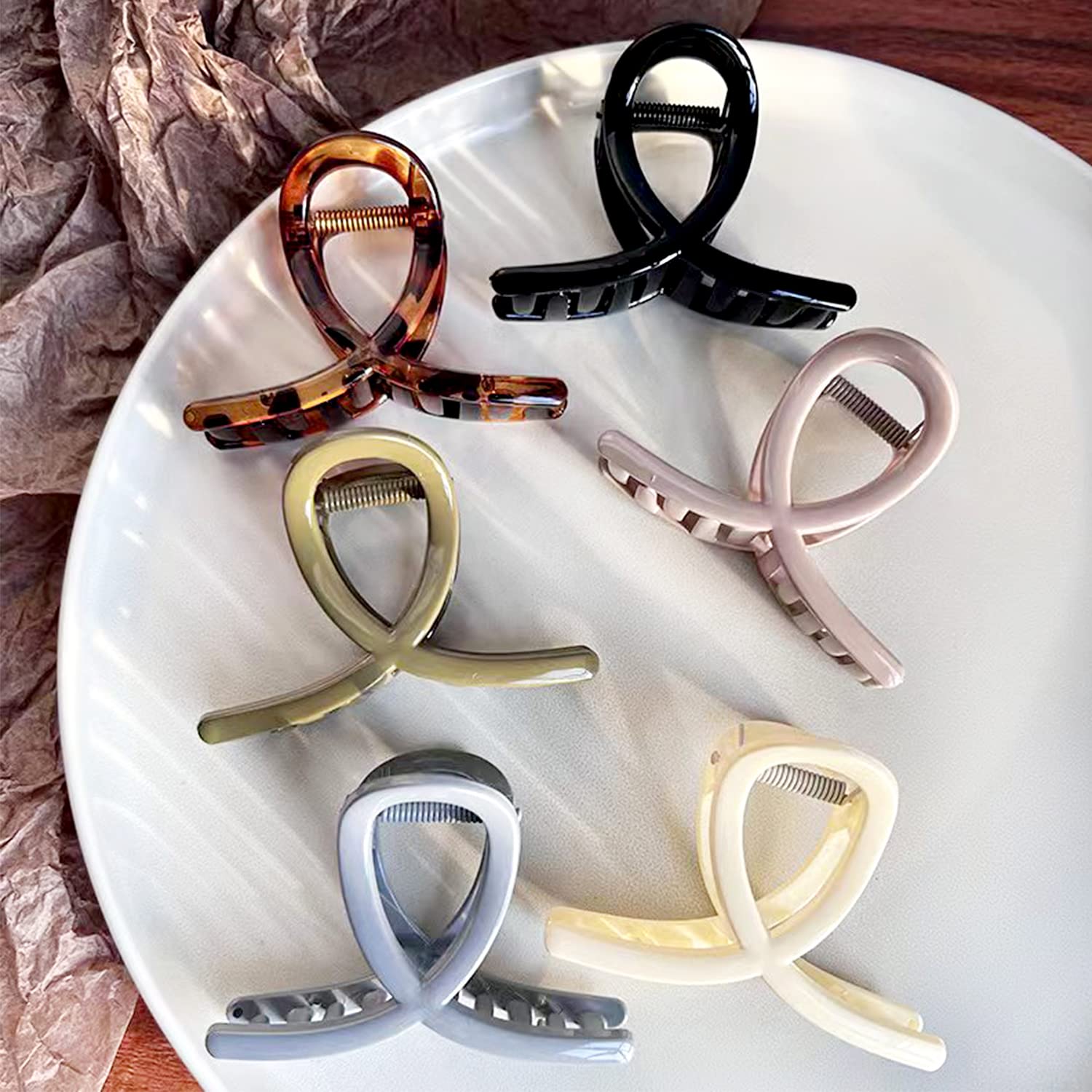 Big Hair Claw Clips Medium Size Butterfly Hair Clips for Women 3.15" Strong Hold Non-slip Jaw Clips Hair Accessories for Long Thick Thin Hair 6 Pcs
