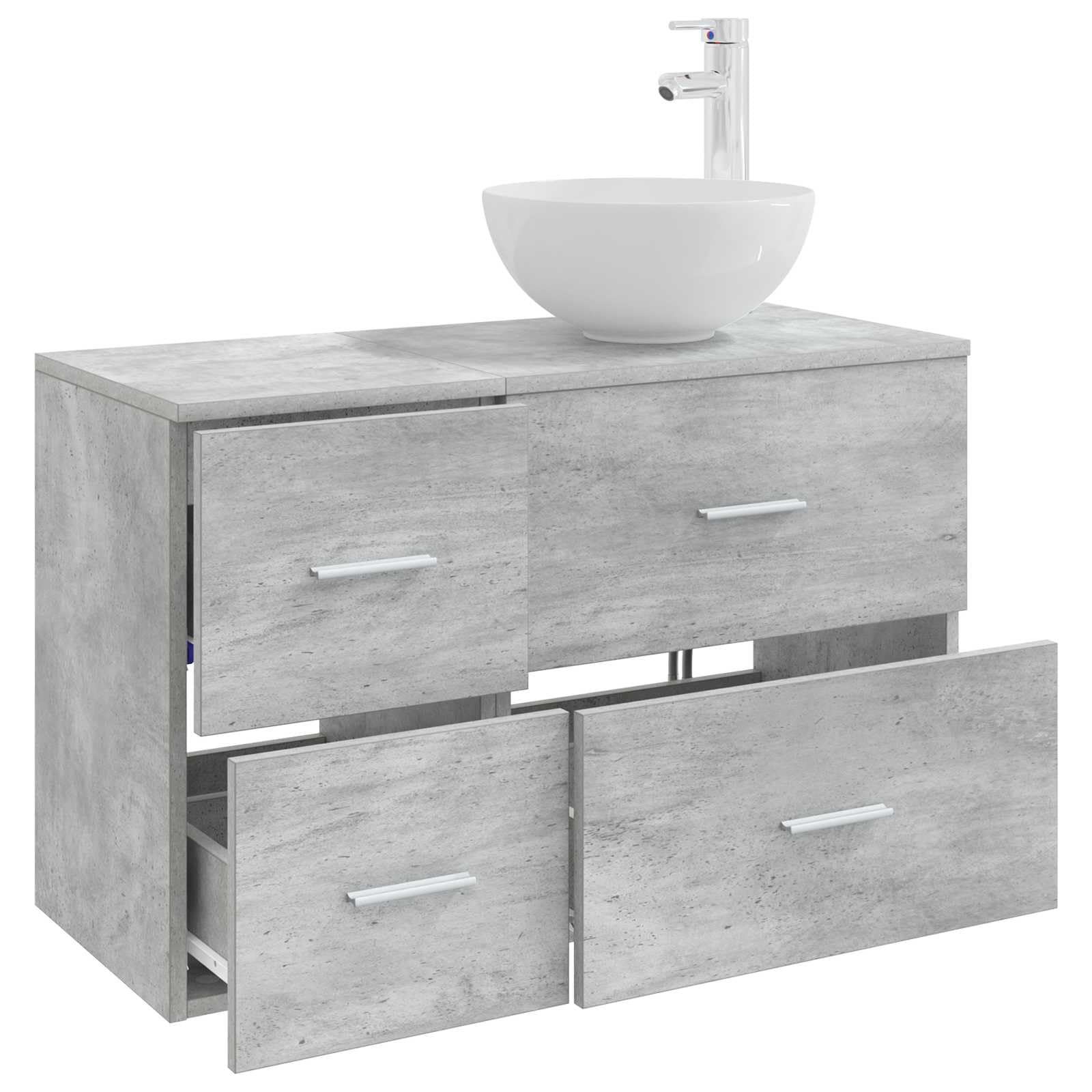 Hothingwell Zestaw mebli łazienkowych 2 szt. Szary Beton 49,5x35x80 cm | Solidne drewno inżynieryjne, przestronne przechowywanie, umywalka pozycjonowana, 2 wiertła w zestawie