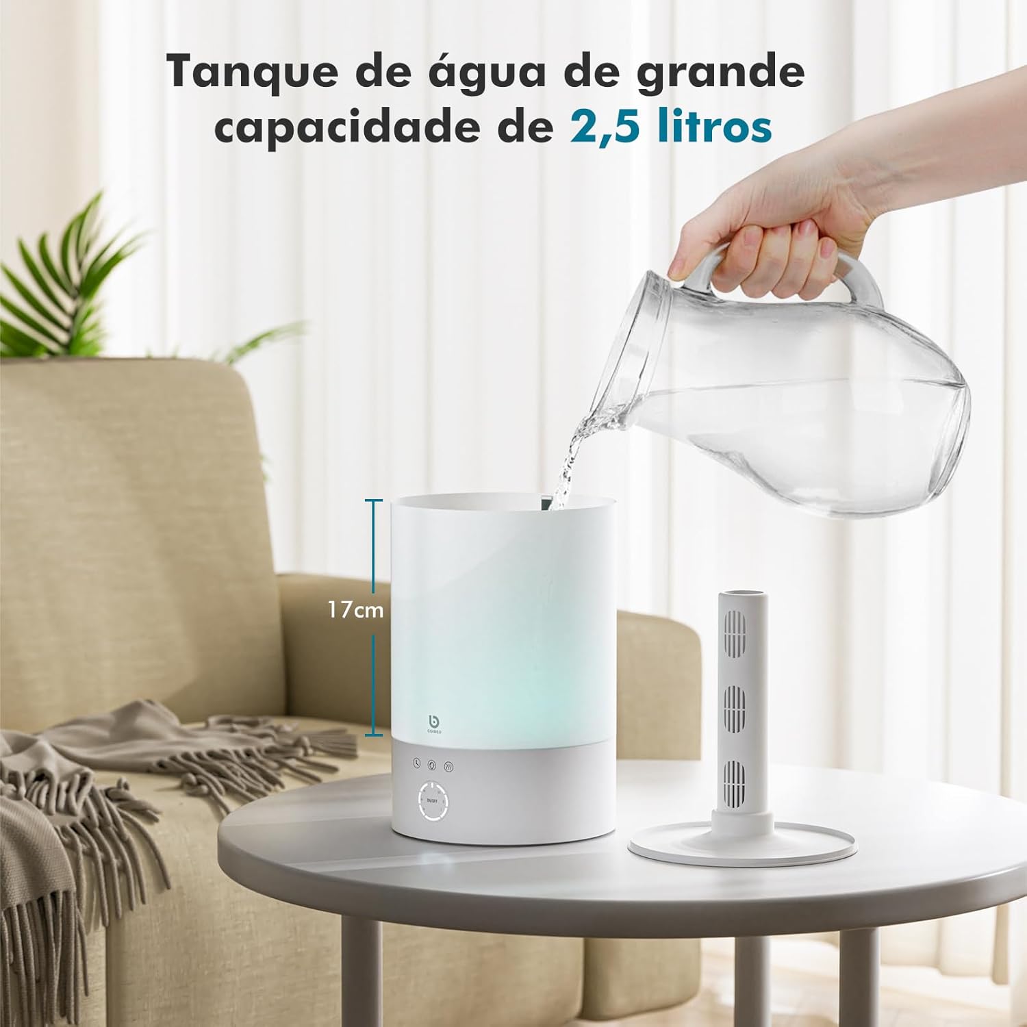 Umidificador de Ar Ultrassônico Inteligente com RGB Luz, Difusor de Aromas, Difusor de Oleo Essencial, Pode ser operado por celular, 2.5L 5 Umidificador de Ar Ultrassônico Inteligente com RGB Luz, Difusor de Aromas, Difusor de Oleo Essencial, Pode ser operado por celular, 2.5L