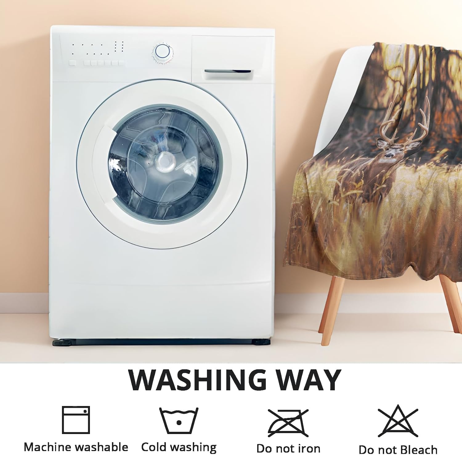 Sunset Deer Throw Blanket - Soft, Cozy Plush Flannel - Lightweight, Warm, and Fuzzy, Ideal for Couch, Office, or Travel - Fluffy, Decorative Wildlife Home Accessory 50×60 Inch - Image 6