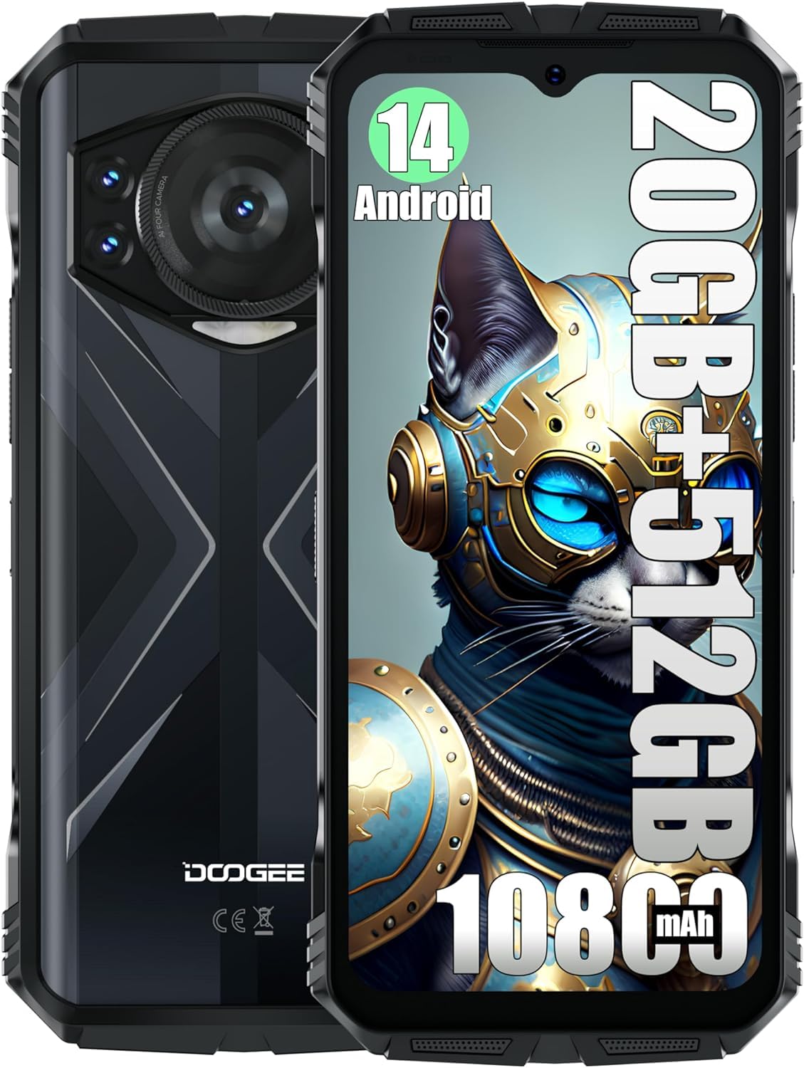 DOOGEE S118 Smartphone ohne Vertrag – 10800 mAh, Helio G99, 20 GB RAM + 512 GB ROM, 6,58 Zoll, Android 14, 50 MP Kamera, TF-Karte bis 2 TB, Rot