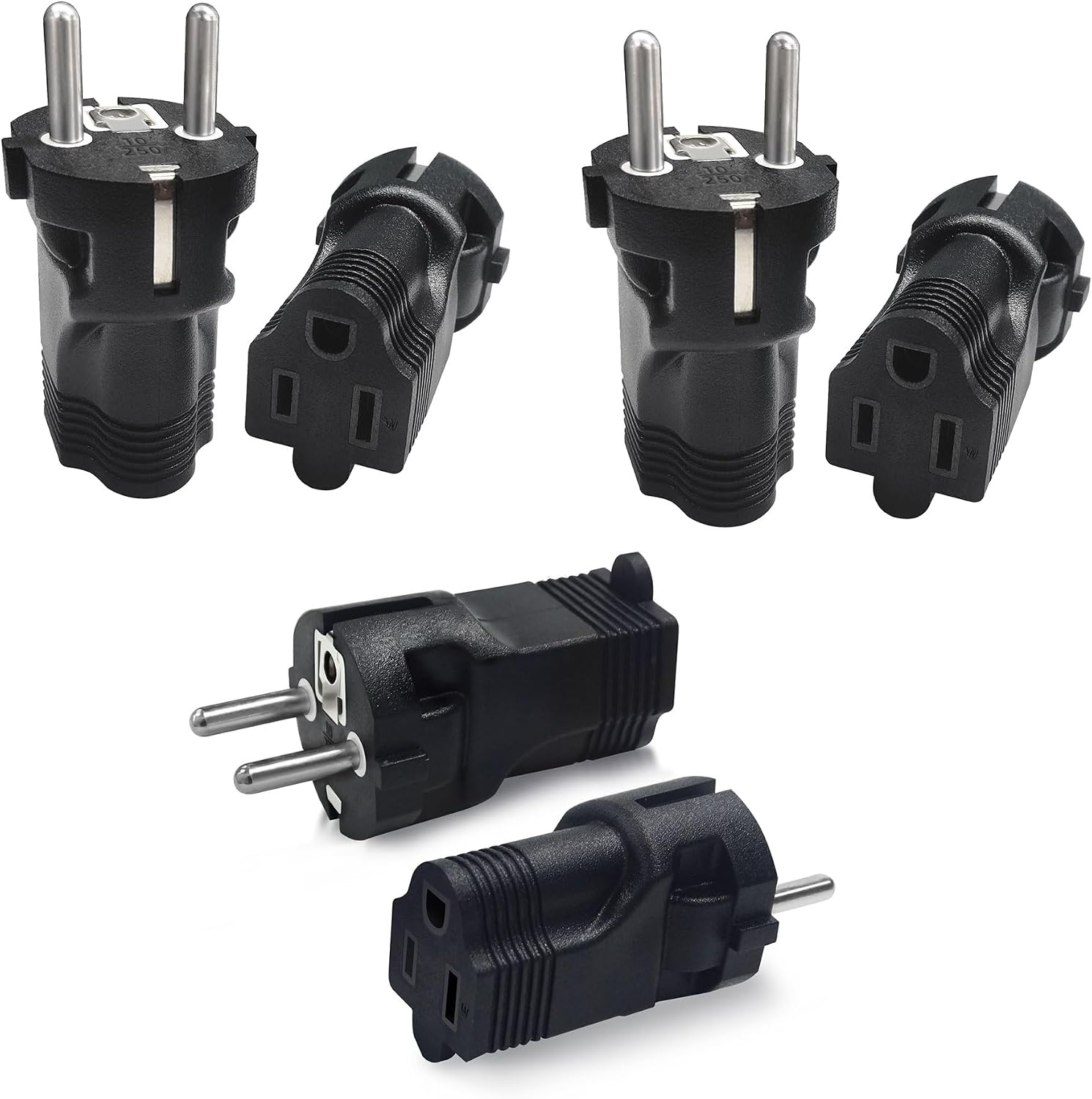 Type E/F Germany European Travel Adapter International Power Plug (6 Pack) | US to Most of Europe EU German Russia French Norway Iceland Greece Korea Spain