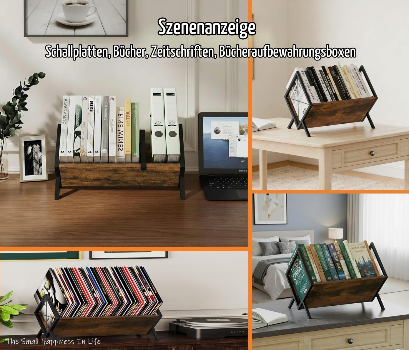 Schallplatten Aufbewahrung,cd Regal,schallplatten Regal Schallplattenständer&Vinyl Halter bücherregal klein für bis zu 80 LPs–CD & Buch Organizer–Schreibtisch Regal für Bücher, Magazine