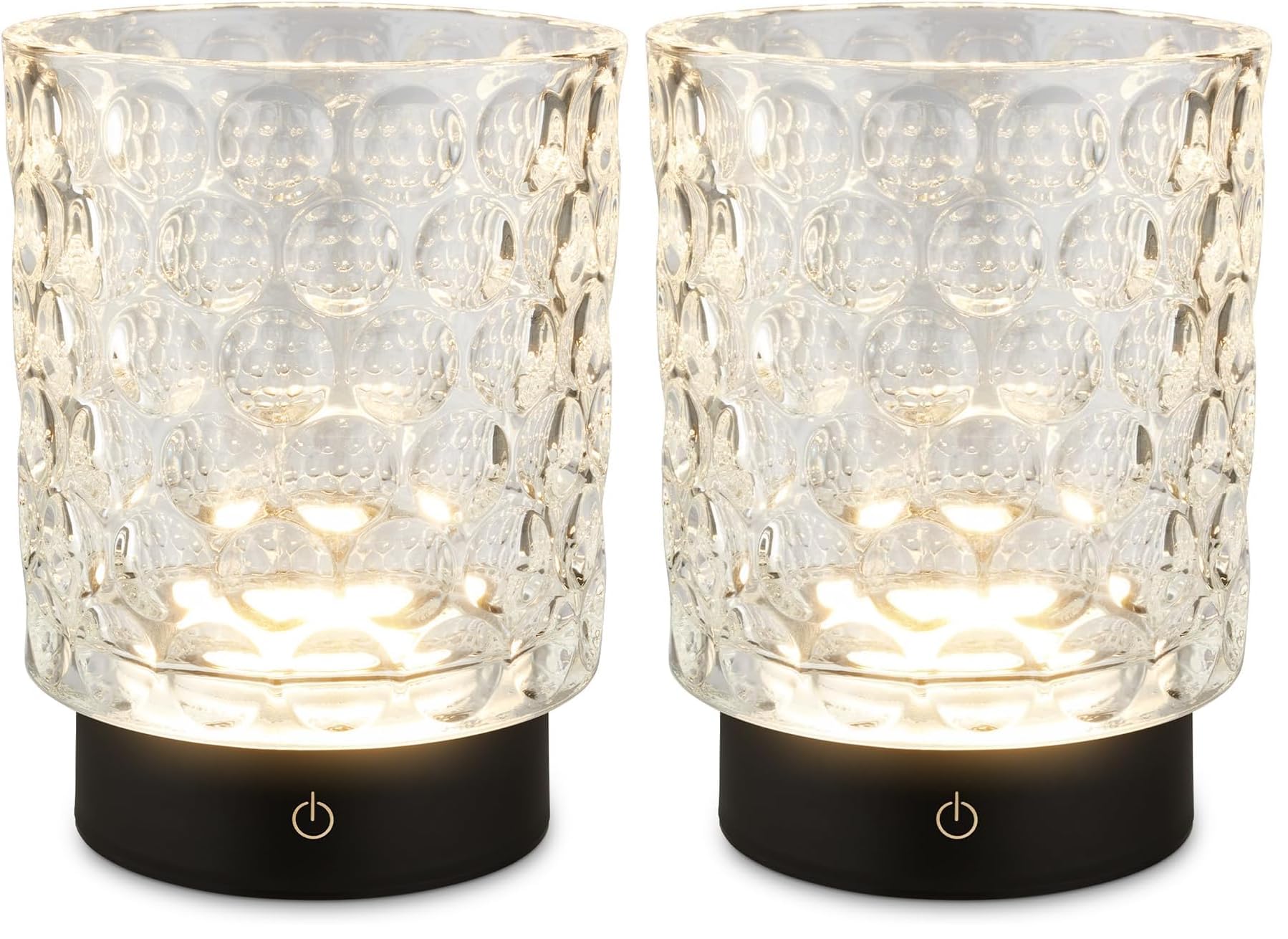 Briloner - Lampada da tavolo a LED senza fili IP44 con corpo in vetro, dimmerabile a tocco, batteria ricaricabile e sorgente luminosa intercambiabile, lampada da comodino, 15x11 cm, trasparente