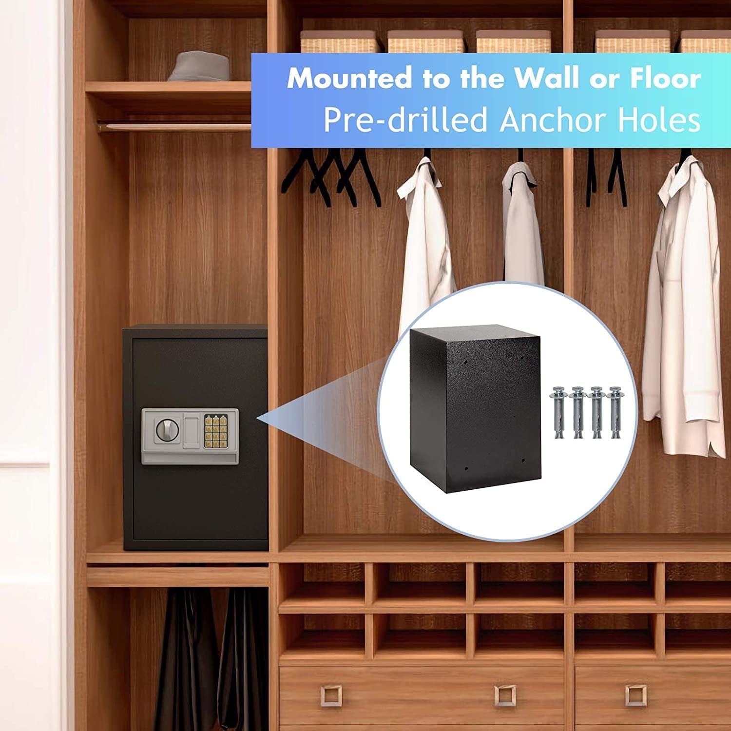 Caja Fuerte Ignífuga E Impermeable, Armario Electrónico Digital De Acero Inoxidable, Caja De Seguridad con Teclado De Gran Tamaño Y Sólida para El Hogar.,