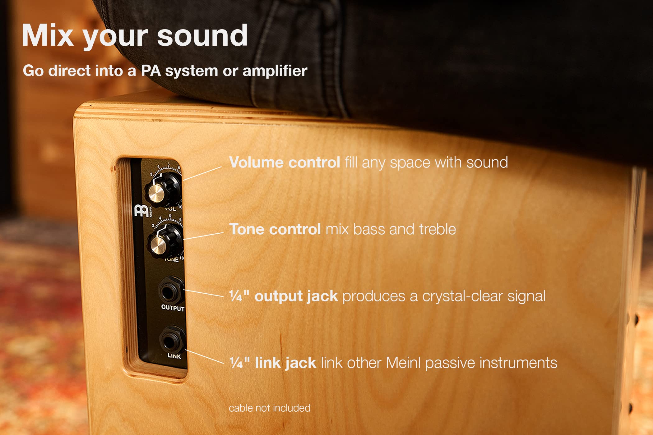 Meinl Percussion Pickup Snarecraft Cajon Instrument/Drum for Children