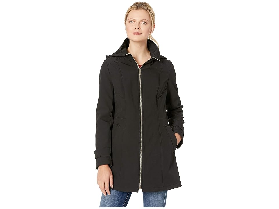 

Tommy Hilfiger Zip Front Softshell Jacket (Black) Women's Coat