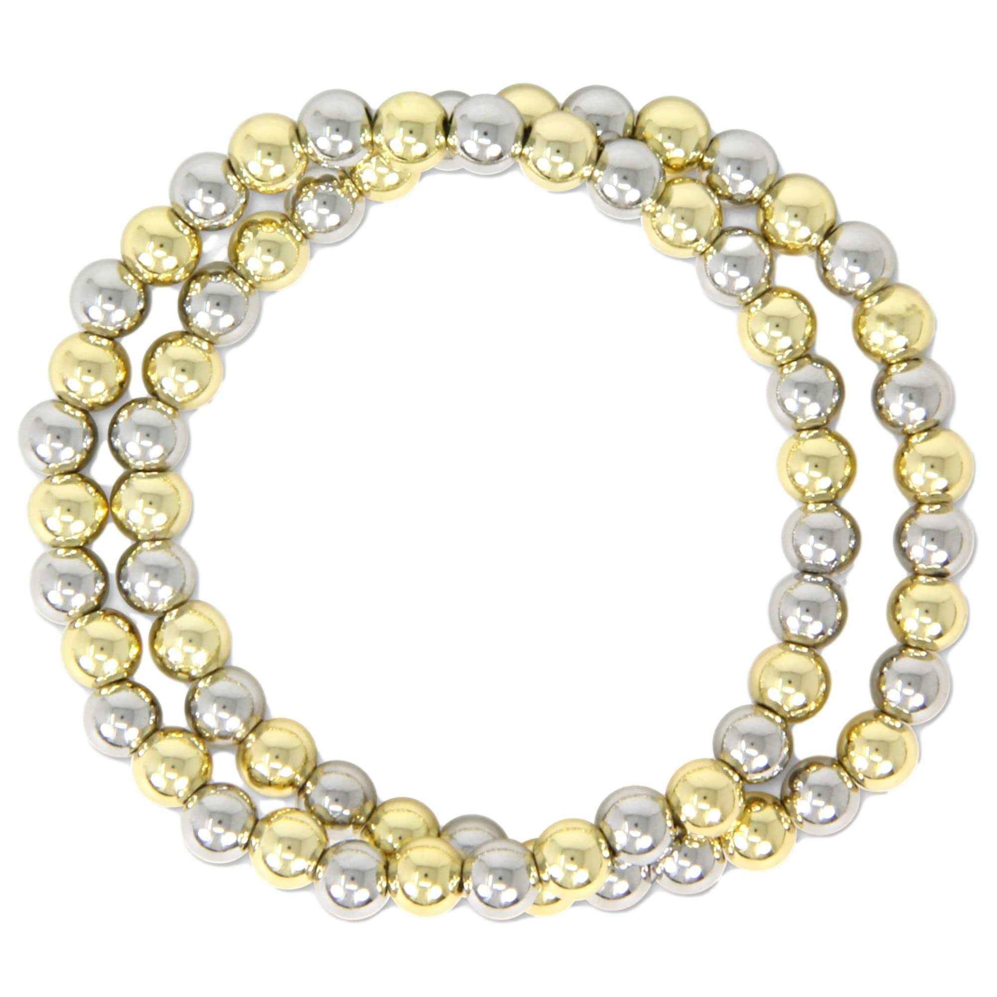 Bracelets for Women Evil Eye Gold Silver Stainless Steel 6mm Bead Ball Stretchable Elastic Bracelet