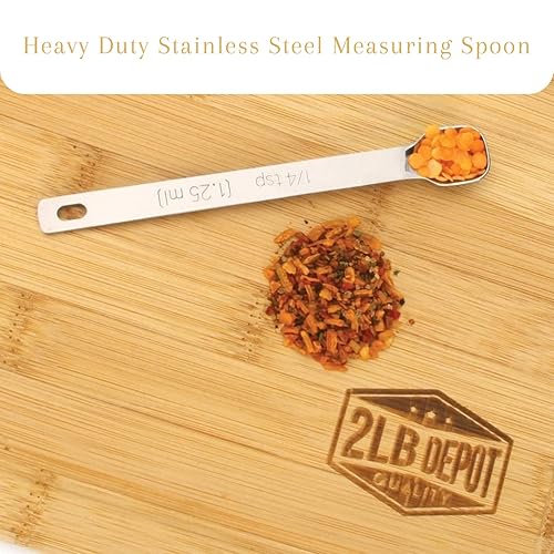 Miniatura 8 de 2lbDepot - Cuchara medidora de una sola cucharadita, acero inoxidable resistente, diseño estrecho de mango largo, cabe en tarro de especias, juego
