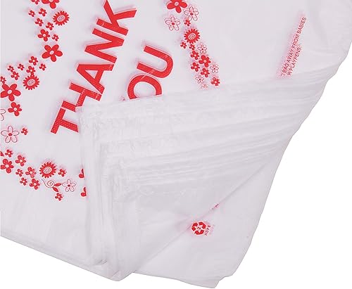 Miniatura 3 de LazyMe Bolsas de plástico para compras con texto en inglés "Thank You", bolsas de plástico para comestibles, bolsas de mercancía con asas 100