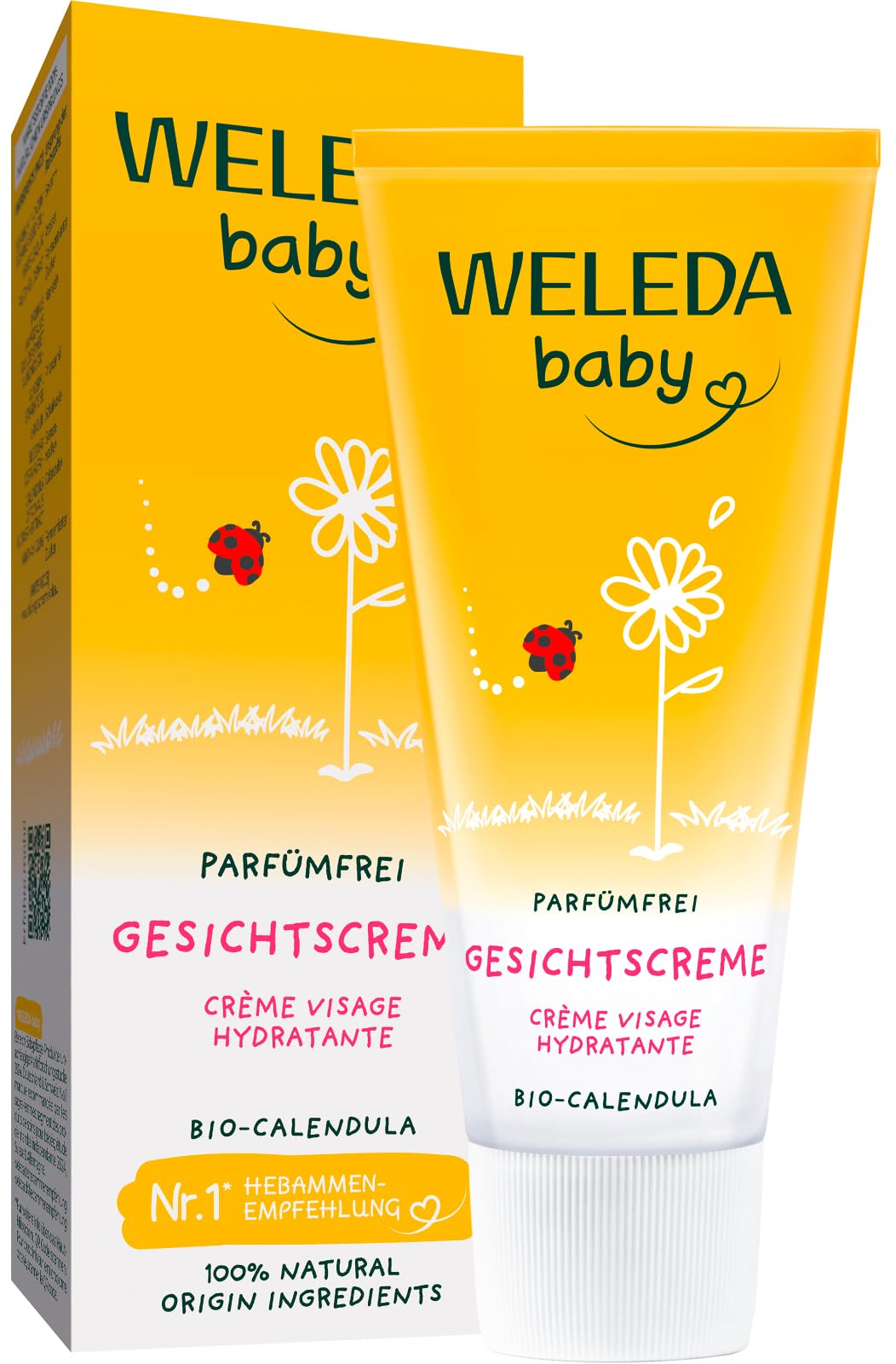 WELEDA Bio Baby Calendula Gesichtscreme parfümfrei – Naturkosmetik Feuchtigkeitscreme mit Mandelöl & Bienenwachs zur Pflege von trockener Haut. Natürliche Gesichtspflege für Babys & Kinder (1x 50ml)