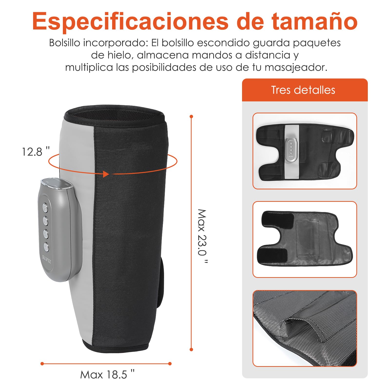 Inalámbrico Masajeador de Piernas con Compresión de Aire para Circulación y Alivio del Dolor | Control Remoto | 3 Modos + 5 Intensidades | Autoparada 15min (par)